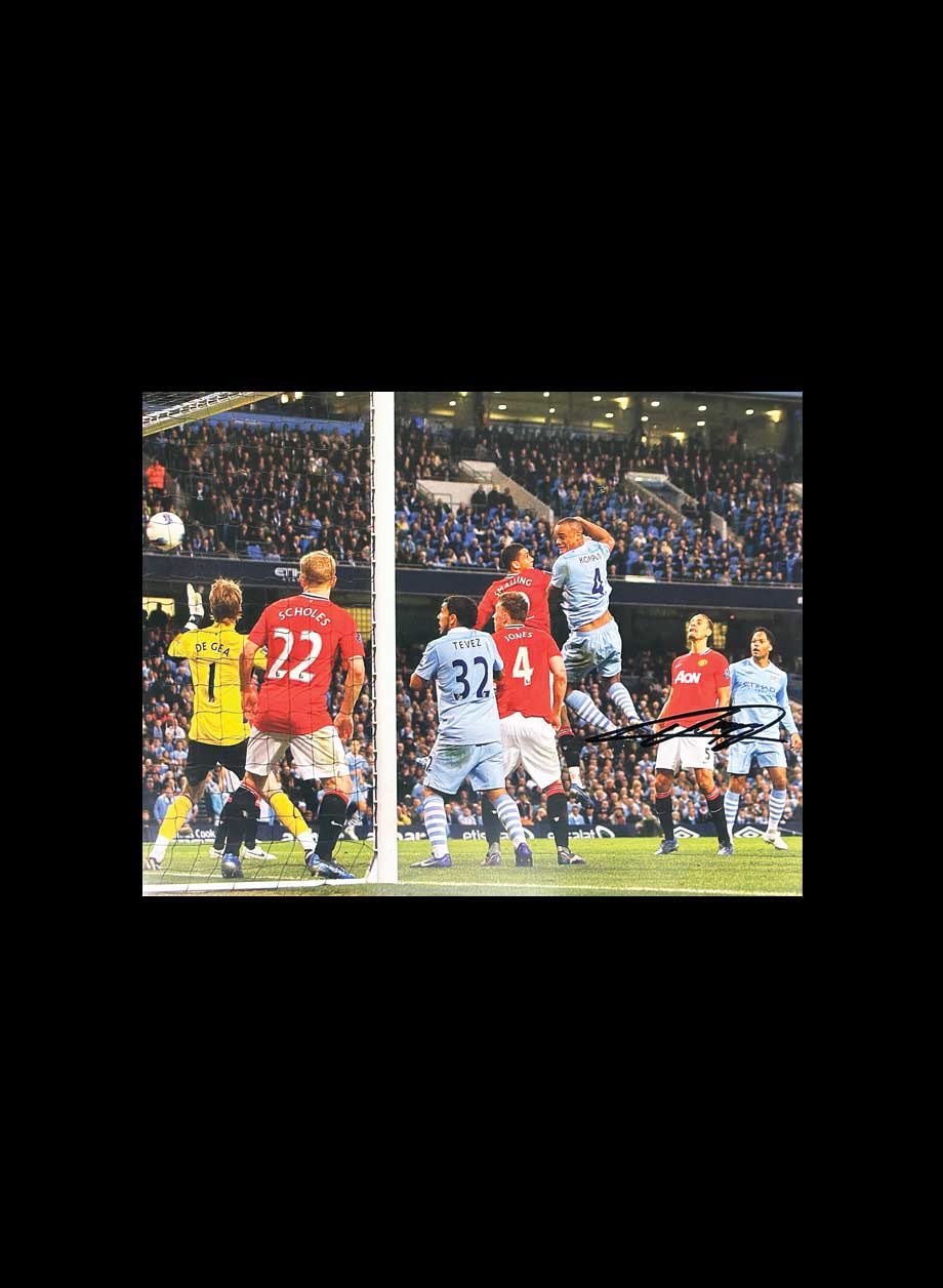 Vincent Kompany signed Manchester Derby Goal Photo