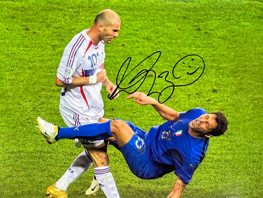 Marco Materazzi Signed “Zidane Headbutt” Photo