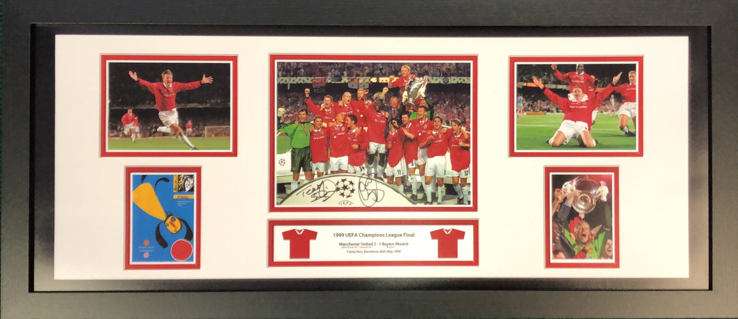 Sheringham & Solskjaer Signed Storyboard - Framed