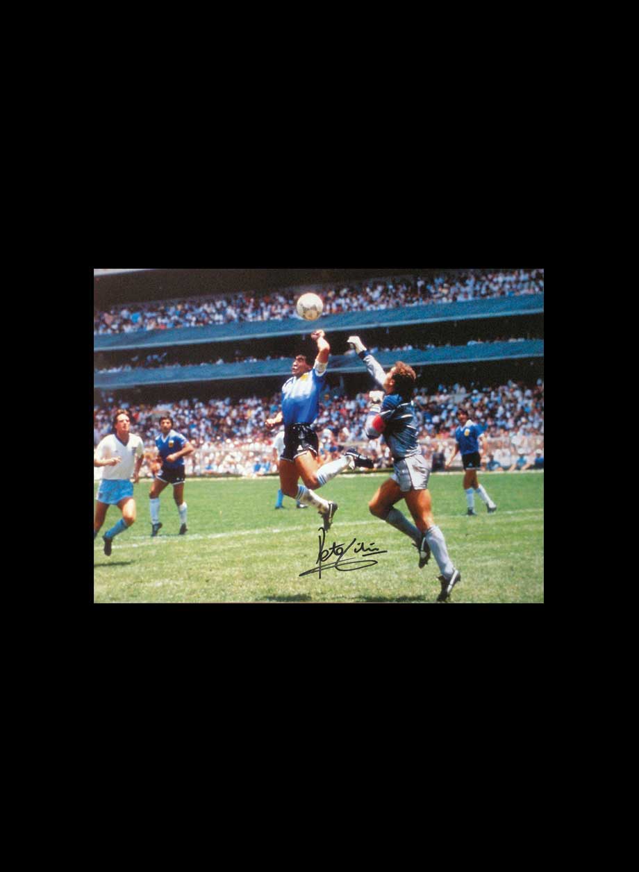 Peter Shilton Signed Hand of God Photo