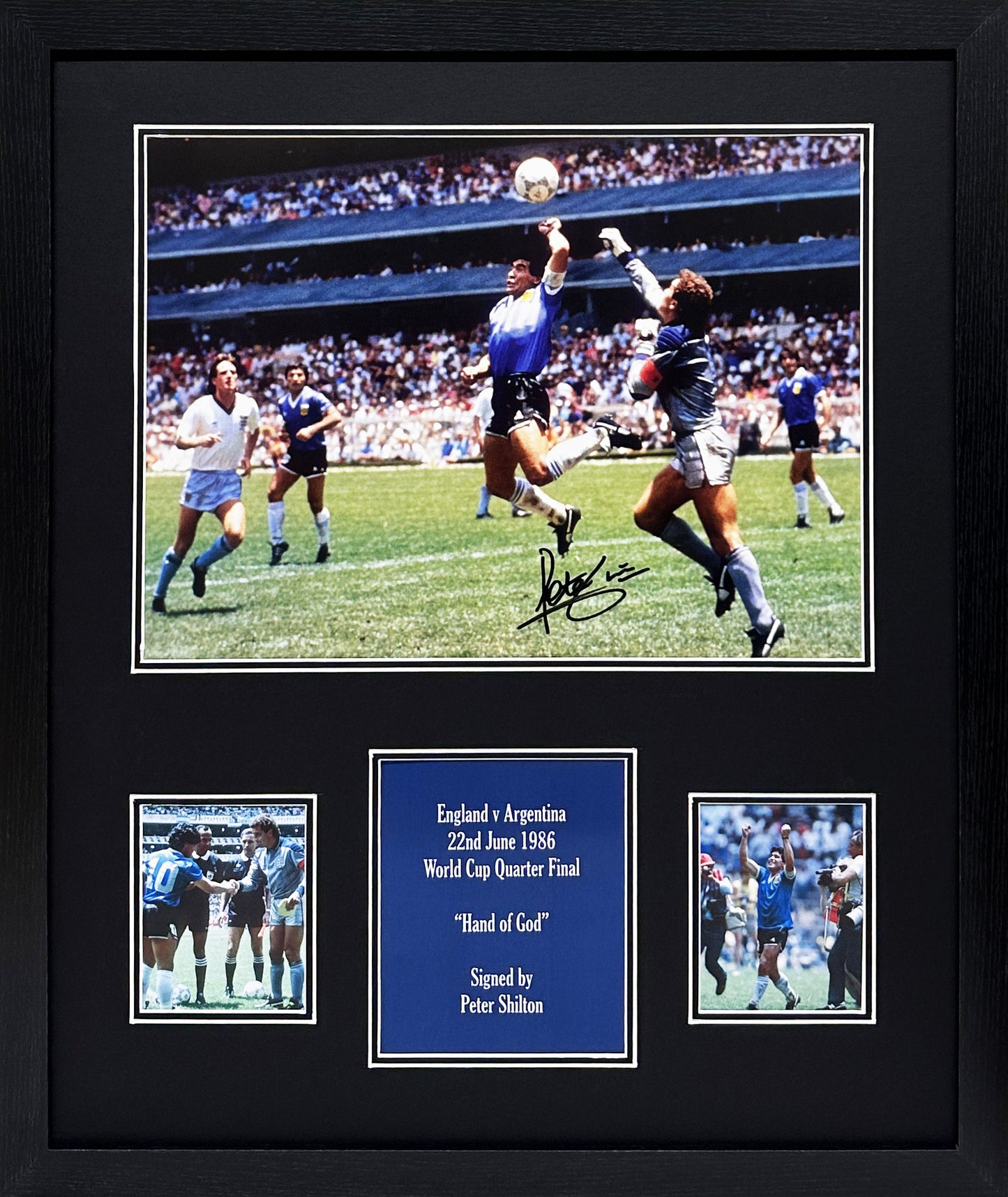 Peter Shilton Signed Hand of God Photo