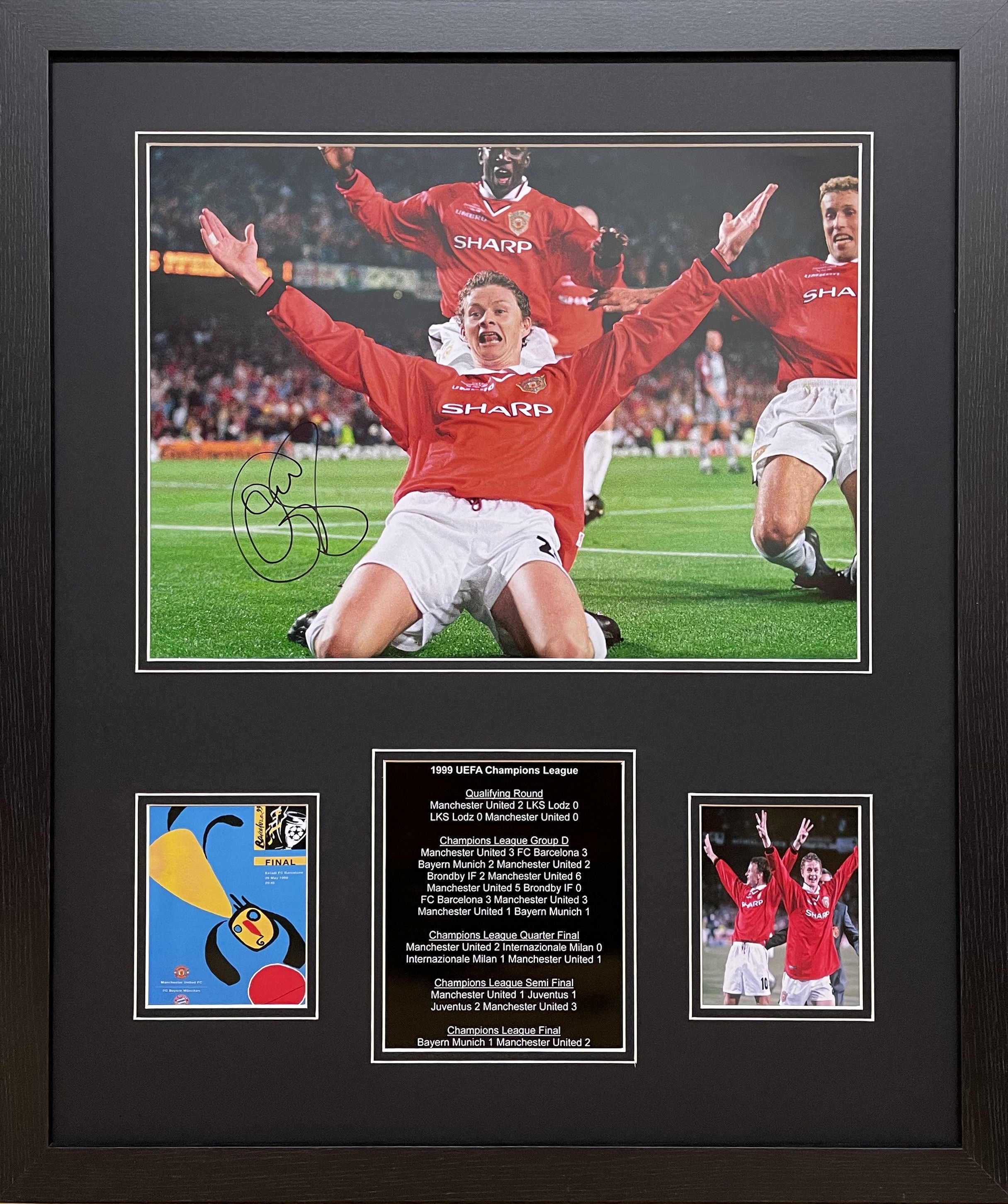 Ole Gunnar Solskjaer Signed 1999 Champions League Final Photo Framed