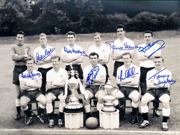 Tottenham 1961 Double Winners Photo Signed by 8