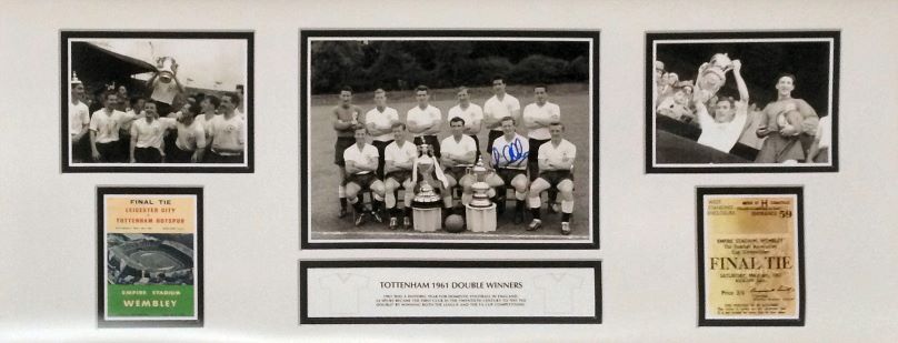 Les Allen Signed Tottenham 1961 Double Winners Storyboard
