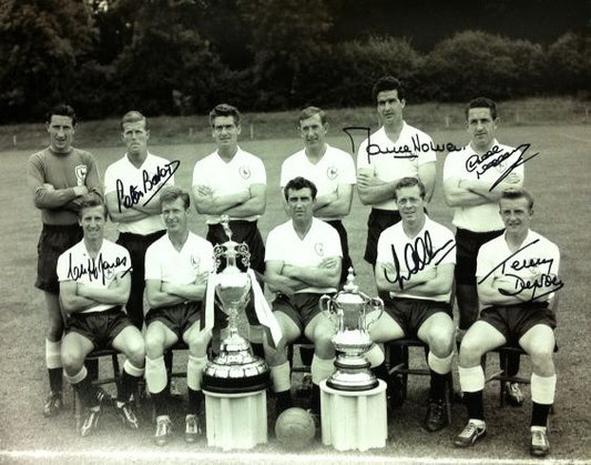 Tottenham 1961 Double Winners Photo Signed by 6