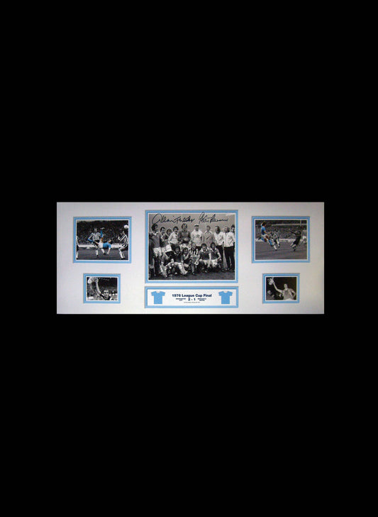 Tueart & Barnes Signed Manchester City 1976 League Cup Final Signed Storyboard